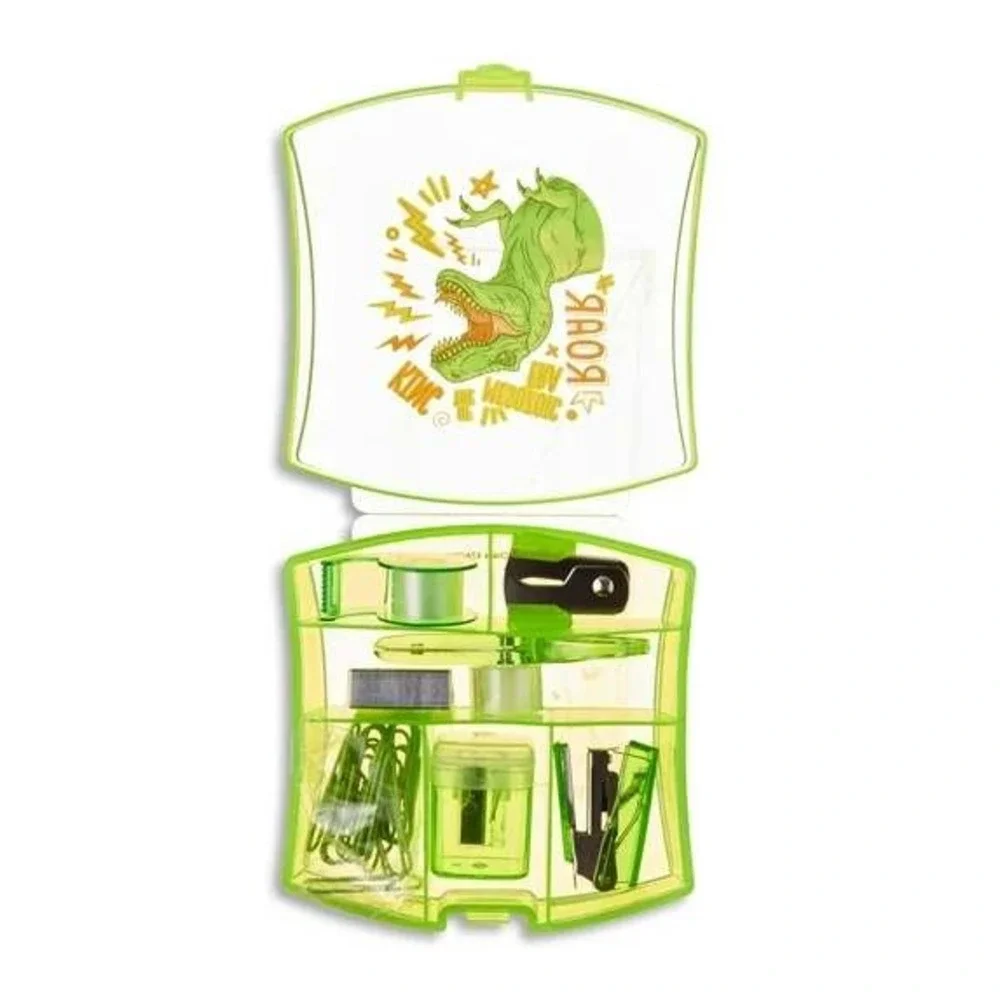 Pen & Gear Mini Office Supply Kit Kids OS Lime Green T-Rex Dinosaur 3 Pcs